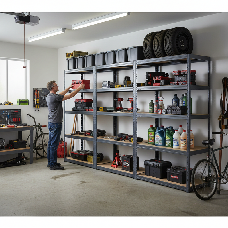 Heavy Duty Garage Shelving - 1800mm High - 200/280kg Capacity - Grey