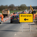 Premium Diversion Left Sign Diagram 2702 - 1050x750mm for Traffic Control - High-Quality Professional Grade for Industrial and Commercial Applications