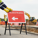Premium Reversible Arrow Pedestrian Sign 600x450mm for Road Safety with Durable Reflective Overlay
