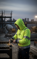 Premium High-Visibility Two-Tone Hoodie with Anti-Pill Fleece, Reflective Tape, and Breathable Design for Enhanced Comfort and Durability