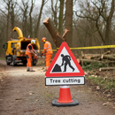 Premium Tree Cutting Men at Work Cone Sign - 750mm for Arborist Safety and Compliance