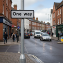 Premium Post Mounted One Way Supplementary Sign with Diagram 607 for Traffic Control