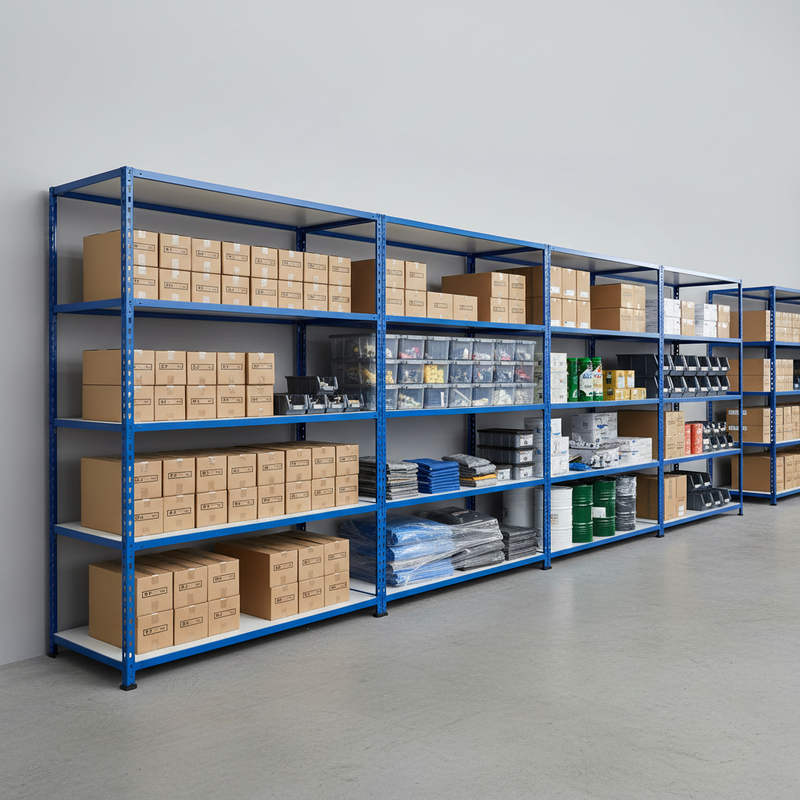 Heavy Duty Industrial Shelving Unit - 2440mm High - 200kg Capacity - Melamine - Blue Finish