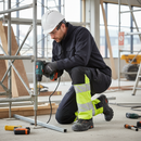 Professional Ladies Fit Trousers with Kneepad Pockets - Dark Navy/Hi-Vis Yellow