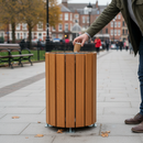 Premium 60L Open-Top Litter Bin Made from Sustainable Hardwood for Indoor and Outdoor Use