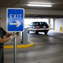 Premium Post Mounted Exit Sign with Arrow - R2 Grade Reflective Material for High Visibility in Car Parks and Structures
