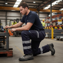 Premium Heavy Duty Navy Combat Trousers with Reflective Tapes and Teflon Coating for Enhanced Stain Resistance