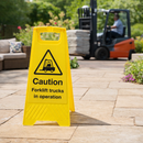Caution Forklift Trucks Sign – 300mm x 600mm – Polypropylene – Indoor/Outdoor Use