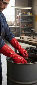 Premium Liquid Proof PVC Gauntlet Gloves - 16" Length with Abrasion and Cut Resistance