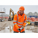 Premium Hi-Visibility Waterproof Padded Storm Coat in Vibrant Orange with Reflective Tape and Adjustable Cuffs for Enhanced Comfort and Safety