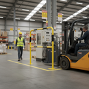 Premium Lightweight Steel Hoop Guard Barrier for Warehouse Safety - 40mm Tube with Yellow Powder-Coating