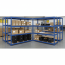 4x Premium Heavy Duty Shelving - 1770mm High - Blue with 12x 62L Plastic Storage Boxes