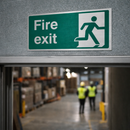 Fire Exit Sign – 200mm x 100mm – Brushed Aluminium – Safety Compliance