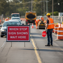 Premium Roll Up Stop Sign 1050x750mm with Durable Frame for Mobile Traffic Management