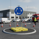 Professional Mini Roundabout Ahead Sign Face - 750mm Diameter, 3mm Plastic for Temporary Traffic Management