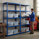 Premium 2x Shelving Units - 1800mm High - Blue with 8x 33.5L Storage Boxes