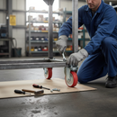 100mm Fixed Plate Heavy Duty Castor with Red Polyurethane Wheels