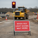 Premium Heavy Duty Road Sign 'When Red Light Shows Wait Here' 1050x750mm with Engineer Grade Retroreflective Face