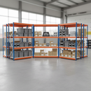 5x Heavy Duty Industrial Shelving - 1980mm High - 800kg Capacity - Blue & Orange