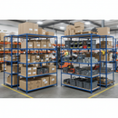 Premium 4x Industrial Shelving - 1830mm High - 200kg Capacity - Chipboard - Blue Finish