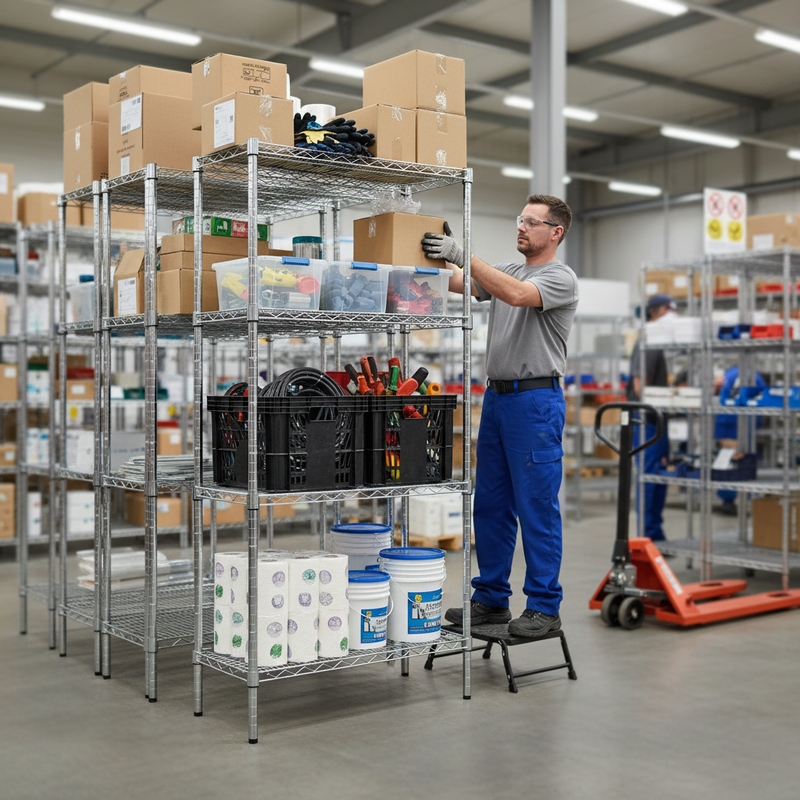 Premium Chrome Wire Shelving Unit - 1625mm High - 300kg Capacity