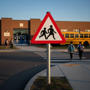 Professional Caution Children Crossing Road Sign - Durable Safety Warning for School Zones and Playgrounds, Available in Multiple Sizes