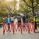 Premium Portable Extending Barrier for Pedestrians - 2.2m Length with Reflective Strips and Adjustable Locking Mechanism