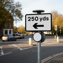 Premium Supplementary Warning Plate for Hazard Indication with Customizable Distance and Direction Features