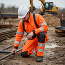 Premium High Visibility Waterproof Rain Trousers with Adjustable Braces and Reinforced Knees for Outdoor Work