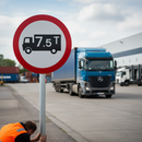 Professional Goods Vehicles Exceeding Weight Prohibited Post Mount Sign with Customizable Weight Limit - Dia. 622.1A R2/RA2