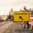 Premium Diversion Up Left Traffic Sign 1050x750mm - Quick Fit Design for Road Works Safety