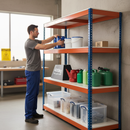 Heavy Duty Industrial Shelving - 1980mm High - 400kg Capacity - Melamine - Blue & Orange