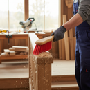 Premium 281mm Stiff Hand Brush with Red Plastic Bristles for Effective Sweeping of Carpets and Debris Removal