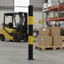 Premium High-Visibility Reflective Bollard 1000mm - Durable Galvanized Steel with Yellow Bands for Safety