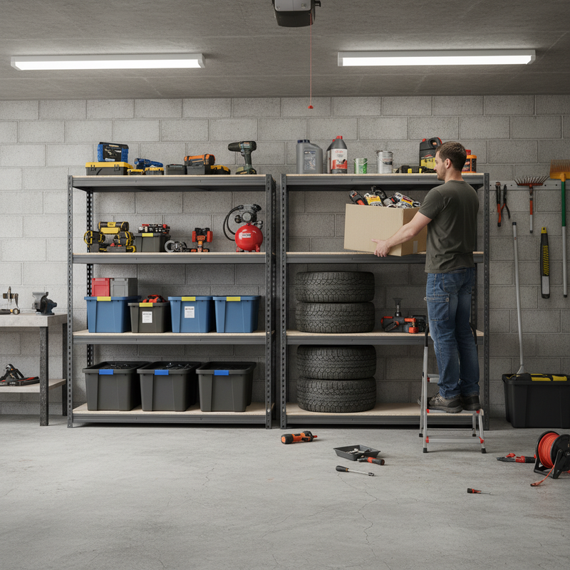 Heavy Duty Garage Shelving - 1800mm High - 500kg Capacity - Grey