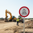 Professional Regulatory No Track Laying Vehicles Post Mount Sign - Available in Multiple Sizes for Road Safety