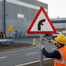 Professional Junction Inside A Bend Post Mounted Sign - Durable Construction for Enhanced Visibility