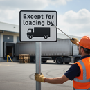 Premium Post Mounted Sign for Loading Areas - Dia 620.1 R2/RA2 with Clear Prohibition Indicators