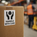 Handle With Care Labels – 75mm x 100mm – Self Adhesive Vinyl – Indoor Use