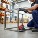 150mm Braked Swivel Plate Castor with Red Polyurethane Wheel