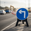 Premium Turn Left Ahead Sign 750mm - Durable Plastic with Reflective RA1 Grade for Road Safety