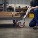 200mm Heavy Duty Braked Swivel Plate Castor with Red Polyurethane