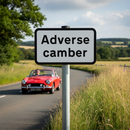 Premium Adverse Camber Supplementary Sign - Road Safety Warning with Adjustable X Height for Enhanced Vehicle Handling