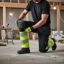 Premium Ladies Fit Trousers with Adjustable Kneepad Pockets - Dark Navy/Hi-Vis Yellow
