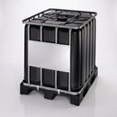 1000 litre reconditioned IBC container, black plastic, pallet base, Grade A (view 2)