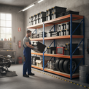 3x Heavy Duty Garage Shelving - 1600mm High - 500kg Capacity - Blue & Orange