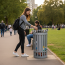 Premium Heavy Duty Flared Top Outdoor Litter Bin - Galvanised or Stainless Steel with Lockable Liner and 89L Capacity for Public Spaces