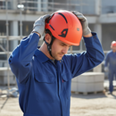 Heavy Duty Wheel Ratchet Safety Helmet with Hi-Vis Orange Design