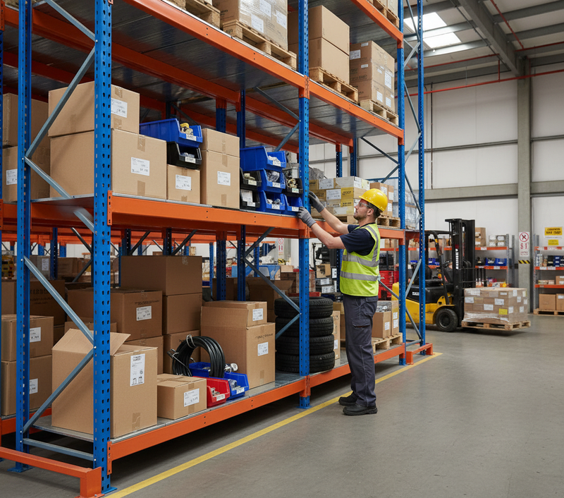 Additional Heavy Duty Steel Shelf - Blue & Orange for Shelving Units