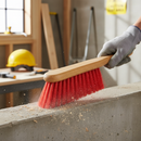Premium 281mm Stiff Hand Brush with Red Plastic Bristles for Effective Sweeping of Carpets and Debris Removal